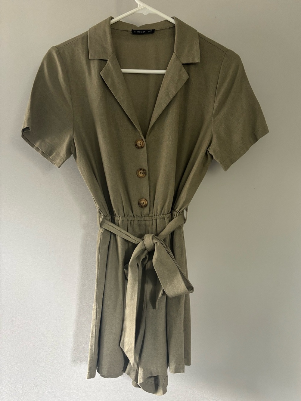 Cotton On Olive Green Short Sleeve Button Front Romper
